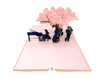 Personalised Piano & Musicians 3D Pop-Up Card