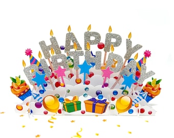 Braille Happy Birthday Pop Up Card – 3D Birthday Greeting Card for the Visually Impaired – Colourful Celebration Keepsake