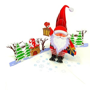 Carte du Père Noël pop-up personnalisée | Salutation festive du Père Noël en 3D | Carte de Noël faite main | Cadeau unique pour les amoureux du Père Noël et les enfants