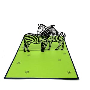 Zèbre pop-up personnalisée | Salutation élégante 3D de zèbre | Carte faite main d'animal sauvage | Cadeau unique pour les amateurs de zèbres et les fans d'animaux sauvages