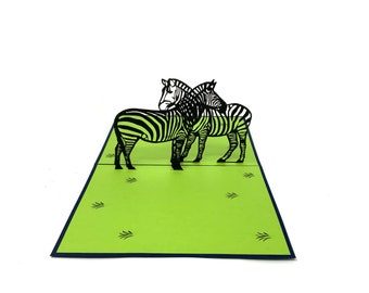 Personalised Zebra 3D Pop Up Greeting card, 3D Zebra card for him and her,  laser cut- hand assembled, paper art, Make someone smile