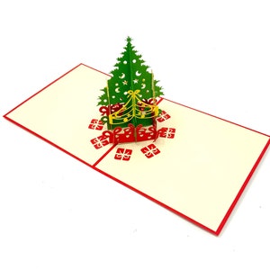 Mini tarjeta navideña desplegable personalizada / Saludo festivo 3D / Tarjeta navideña hecha a mano / Regalo único para los amantes de los árboles de Navidad