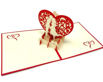 Carte pop-up coeur personnalisée - Carte de voeux 3D Love - Carte romantique pour lui ou elle - Cadeau souvenir