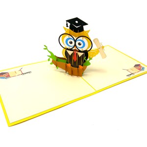 Personalisierte Pop-Up-Eulen-Karte | 3D Abschluss Gruß | Handgemachte Glückwunschkarte | "Einzigartiges Geschenk für neue graduierte und Eulen Liebhaber"