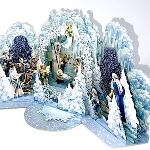Pop-Up Krippenkarte | 3D-Weihnachtskarte | Handgemachte religiöse Weihnachtskarte | Christliche Weihnachtskrippe