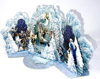 de Noël pop-up | Carte de voeux de Noël 3D | Carte de vœux religieuse faite main | Crèche de Noël chrétienne