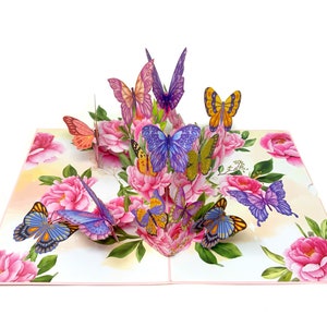 Personalised Butterflies Pop Up Greeting card, 3D Card for her, laser cut - hand assembled paper art, perfect for everyone