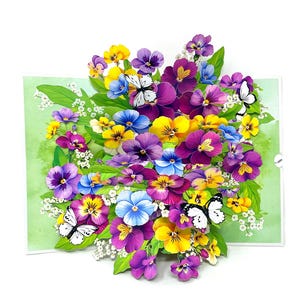 Personalised Pop-Up Pansies Card | 3D Flower Greeting | Handmade Plant Lover’s Card | Unique Gift for Gardeners