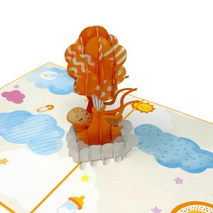Cartão pop-up neutro personalizado para bebê | Cartão de felicitações adorável em 3D para bebês | Cartão feito à mão | Presente exclusivo para novos pais e chá de bebê