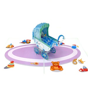 Personalisierte Pop-Up Karte für Jungen | 3D entzückender Neugeborenen Gruß | Handgemachte Babyparty oder neue Ankunftskarte | Einzigartiges Geschenk für Baby Boy