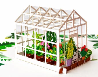 Gepersonaliseerde 3D-pop-upkaskaart – verjaardagskaart met tuinthema voor tuinders, papa en plantenliefhebbers – Handgemaakte aandenken