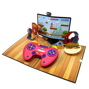 Personalisierte Pop-Up Spielkarte | 3D Gamer Grusskarte | Custom Videospiel Geburtstagskarte | Einzigartiges Geschenk für Gamer