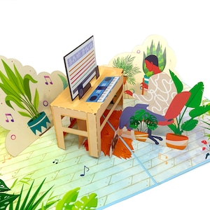 Personalisierte Pop-Up Music Maker Karte | 3D Spaß Musik Gruß | Handgemachte Karte | Einzigartiges Geschenk für Musikliebhaber und Macher