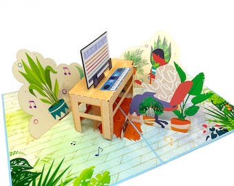 Personalised Music Studio Pop Up Card