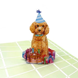 Biglietto d'auguri pop-up, biglietto 3D con cucciolo di cane, per lui e per lei, biglietto tagliato al laser e assemblato a mano, arte della carta per gli amanti degli animali