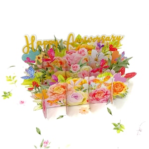 Cartão de aniversário floral pop-up personalizado | Saudação floral elegante em 3D | Cartão de aniversário feito à mão | Presente exclusivo para entes queridos