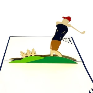 Tarjeta de golf emergente personalizada / Saludo con escena de golf en 3D / Tarjeta hecha a mano / Regalo único para amantes del golf y entusiastas del deporte