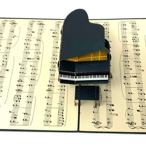 Personalised Piano 3D Pop Up Greeting card, 3D Piano card for him and her,  laser cut- hand assembled, paper art, Make someone smile