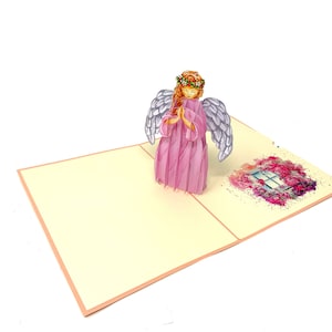 Carte de sympathie personnalisée ange pop-up | 3D élégant voeux d'ange | Carte de sympathie faite main | Cadeau unique pour plus de confort et de soutien