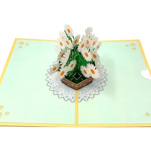 Carte personnalisée de marguerites pop-up | 3D lumineux Daisy salutation | Carte faite main | Cadeau unique pour les amateurs de fleurs et les occasions spéciales