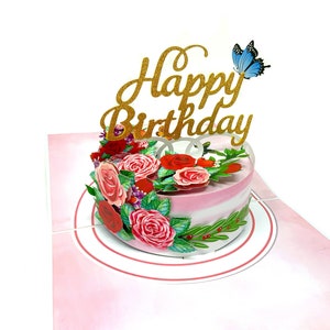Biglietto d'auguri pop-up, biglietto di auguri di compleanno 3D per lui e per lei, tagliato al laser - arte della carta assemblata a mano, perfetta per tutti