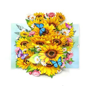Personalised Pop-Up Sunflowers Card | 3D Garden-Themed Greeting | Handmade Plant Lover’s Card | Unique Gift for Gardeners
