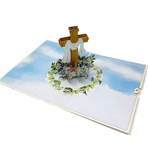 Cartão de cruz cristã pop-up personalizado | Saudação religiosa elegante em 3D | Cartão de fé feito à mão | Presente exclusivo para crentes e fiéis