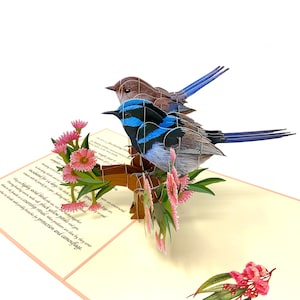 Gepersonaliseerde 3D pop-up wenskaart Wren, 3D-vogelkaart voor hem en haar, lasergesneden en met de hand geassembleerd, papierkunst, perfect voor vogelaars