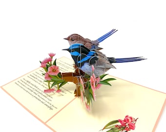 Carte de voeux personnalisée 3D Wren, carte d'oiseau 3D pour lui et elle, découpée au laser - assemblée à la main, art en papier, parfaite pour les ornithologues amateurs