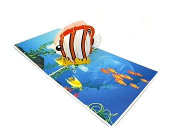Tropical Fish Pop Up Card – 3D Fish Greeting Card – Aquarium Lover Birthday Card – Keepsake Gift