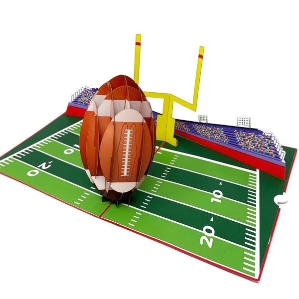 Carte de voeux pop-up 3D personnalisée de football américain, carte de football américain 3D pour lui et elle, découpée au laser - assemblée à la main, art en papier