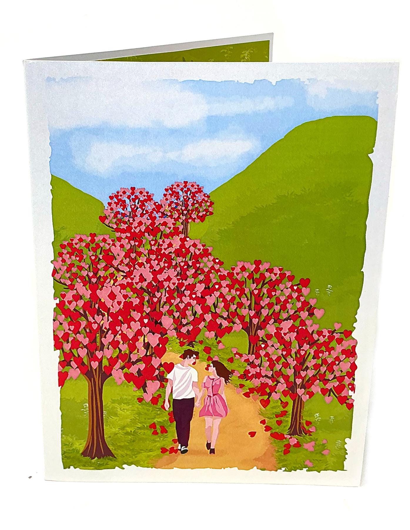 3D Pop-Up Greeting Card With Envelope Giving Tree Pattern For Valentine's Day Wedding Engagement Miss You Anniversary Suitable
