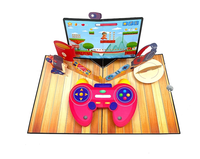 Personalised Gaming Pop Up Card, 3D Gamer Birthday Card, Video Game Greeting Card, Gaming Gift for Son, Grandson, Teen Boy, Husband & Friend