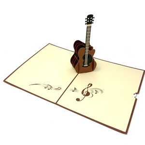 Personalised Guitar 3D Pop Up Greeting card, 3D Guitar card for him and her,  laser cut- hand assembled, paper art, Make someone smile