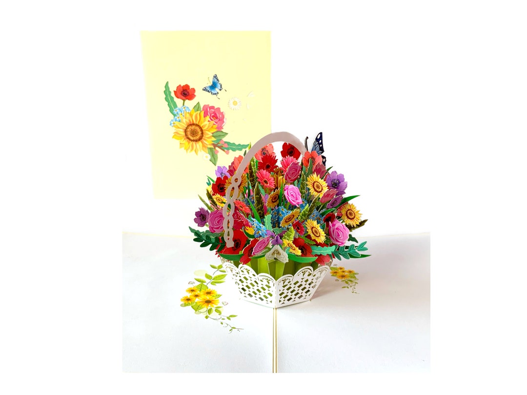 Personalised Flower Basket Pop up Card | 3D Pop up Greeting Cards ...