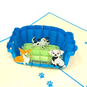 Biglietti d'auguri pop-up York Dog 3D in tecnica Kirigami - assemblati a mano - per compleanni e altre occasioni speciali,