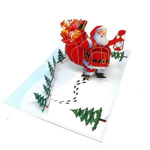 Tarjeta de Papá Noel emergente personalizada / Saludo navideño 3D / Tarjeta navideña hecha a mano / Regalo festivo único para los amantes de la Navidad