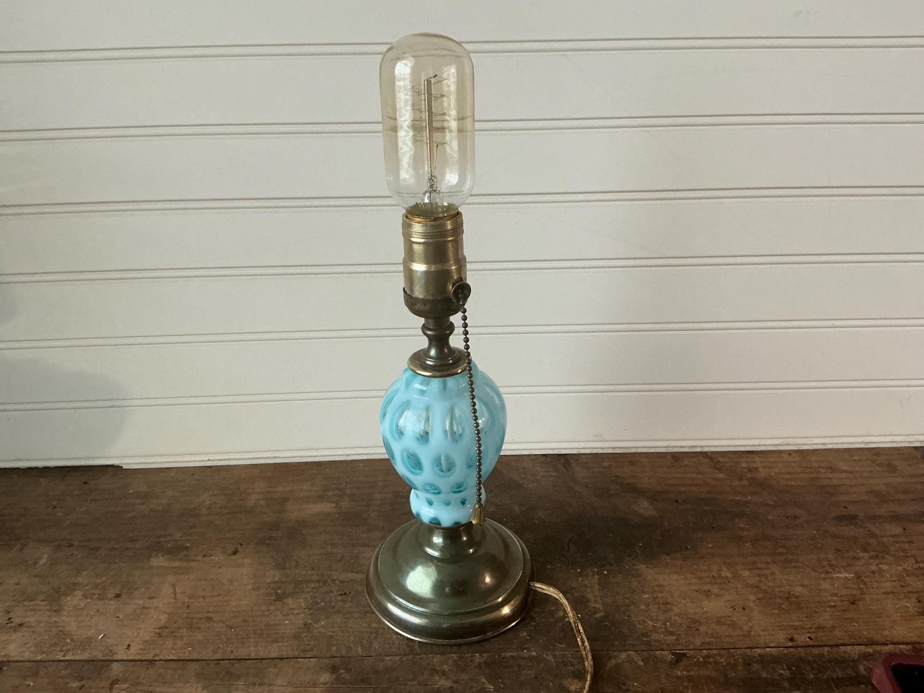 Fenton Blue Coin Dot Lamp - Etsy