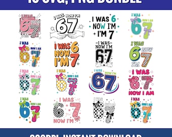 I Was 6 Now I'm 7 Birthday SVG PNG Bundle (Digital Download)