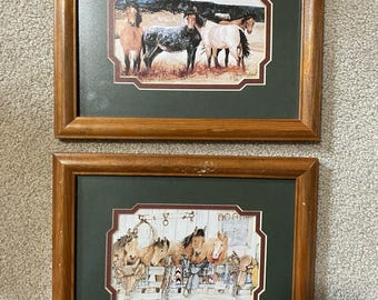 Nancy Balyeat Framed Watercolor Prints Western Horses Hidden Verses Set of 2