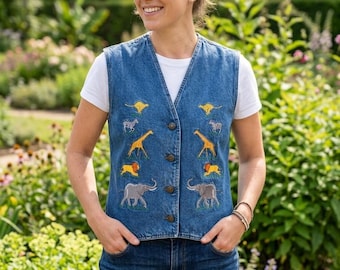 Casey Coleman Vintage Safari Denim Vest Size ML