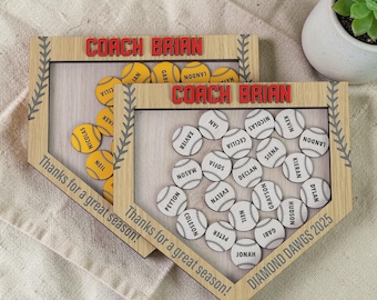Baseball & Softball Coach Personalized Gifts, End of Season Gift from Team, 4D Baseball Coach Thank You Gift, Softball Coach Appreciation