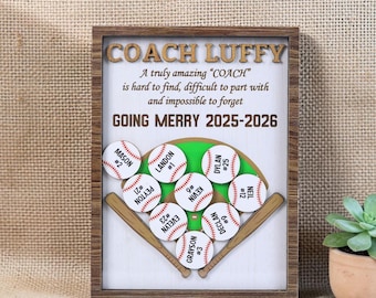 Personalized Baseball Coach Gift, Thank You Coach Sign, Custom Team Player Names Decor, End of Season Gift, Senior Nights Gifts