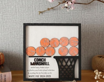Basketball Coach Shaker Sign, Personalized Team Name And Player's Name Plaque, Stand Included