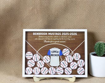 Custom Baseball Shaker Gift for Coach, Thank You Coach Gift from Team, Gift for Team Manager, End of Season Gift