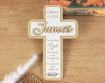 Personalized Baptism, Custom Wood Cross for Boy Girl, I am a Child of God, First Communion Gift, Nursery Wall Decor, Christening Gift