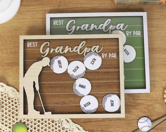 Personalized Golf Grandpa Shaker Sign, Best Grandpa By Par, Fathers Day Gift For Grandpa, Golf Lover, Custom Name Wood Sign
