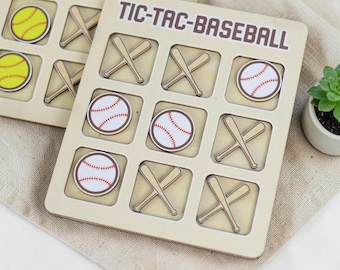 Wooden Tic Tac Toe Baseball Game, Kids Educational Toy, Softball Board Game, Travel Game Gift for Kids, Family Game 2026
