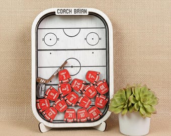 Personalized Hockey Coach Shaker Sign, Wooden Coach Appreciation Gift, 4D Shaker Plaque, End Of Season Gift With Team Name and Players