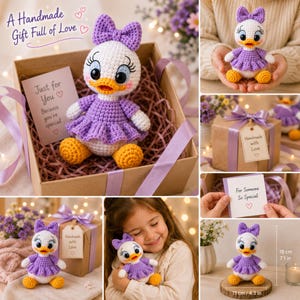 Virkat Kajsa Anka-mönster PDF | Virkmönster för söt anka med amigurumi | Handgjord plyschleksakshandledning | Digital nedladdning